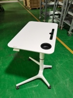 Poste de travail moderne pour ordinateur portable à hauteur réglable, bureau en métal et bois durable pour la maison, l'école, le bureau, mobile, assis-debout