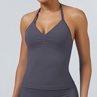 Débardeur de sport et yoga en nylon mat ultra-élastique, sans coutures, léger, respirant, séchage rapide, avec coussinets de poitrine amovibles, grande taille, maintien élevé