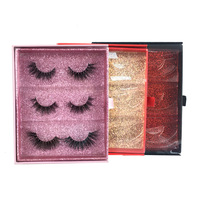 Boîte à cils Three Lash Book, colorée, luxueuse, de haute qualité, vide, en plastique souple, avec logo personnalisé