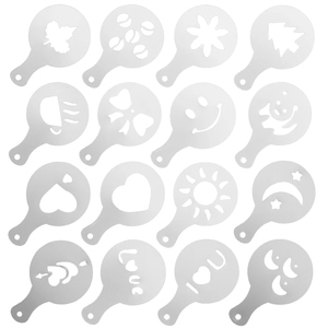 Set di stencil per caffè 16 pezzi strumenti da disegno modello modello di stampante per caffè fantasia stampo in plastica per caffè da cucina - Product Image 1