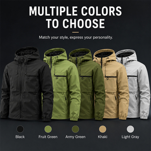Nouvelle veste décontractée imperméable à capuche pour homme, idéale pour le printemps et l'automne, tenue d'assaut et de travail en extérieur - Product Image 6