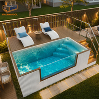 Piscine hors sol sur mesure en conteneur maritime, grande piscine extérieure, spa jacuzzi, maison préfabriquée bleue, Chine