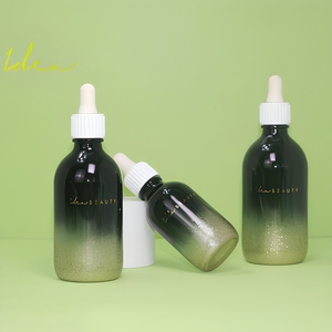 Botella de Vidrio con Gotero de 50 ml, con Cabezal de Bomba de Emulsión, Impresión de Lámina y Spray Degradado de Purpurina Azul, Venta al Por Mayor de Fábrica Personalizada - Product Image 3