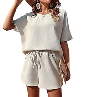 Ensemble femme transfrontalier Europe-Amérique 2025 : Nouveau haut jacquard manches chauve-souris style anglais et short