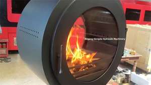 Poêle à <span class=keywords><strong>bois</strong></span> <span class=keywords><strong>double</strong></span> <span class=keywords><strong>face</strong></span> cheminée décorative en verre véritable flamme suspendue cheminée en acier suspendue pour intérieur - Product Image 2