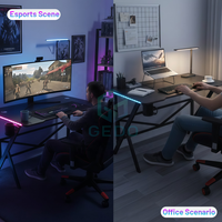 GEDO Support de tasse et de casque de qualité supérieure 15MM MDF Bureau en fibre de carbone Bureau d'ordinateur de jeu RGB avec LED