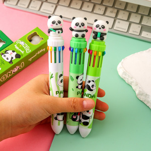 Exhibition New Panda 10 Color Ballpoint <b>Pen</b> Push Button Multi Function <b>Pen</b> Gift <b>Set</b> For Students <b>Notebooks</b> - Product Image 4