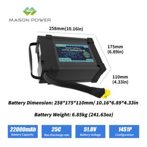 Batería LiPo de Grado Industrial de 51.8V 22000mAh 22Ah <span class=keywords><strong>14S1P</strong></span> 25C con BMS Inteligente para Drones Agrícolas de Limpieza de Ventanas OEM ODM - Product Image 2