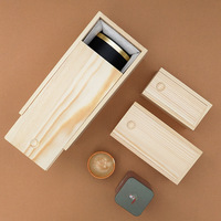 Boîte cadeau en bois de pin avec logo personnalisé, couvercle coulissant rectangulaire, emballage vide, boîte de rangement pour thé, articles Jian, huiles essentielles, avec mousse