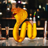Décanteur en verre à haute teneur en borosilicate de 1000ml fait à la main pour Brandy Whisky Cobra Serpent Bottle 12 Zodiac Gin