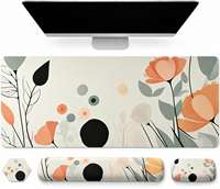 Ensemble de 4 pièces personnalisé pour bureau : Repose-poignets pour clavier et souris, base en caoutchouc, grand tapis de souris avec repose-poignets intégré