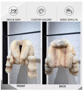 Wholesale Factory Custom Finland Golden Island Fox <strong>Fur</strong> Jacket Collar Long Hair Champagne <strong>Fur</strong> <strong>Coat</strong> Winter <strong>Women</strong> <strong>Coat</strong> - Product Image 3