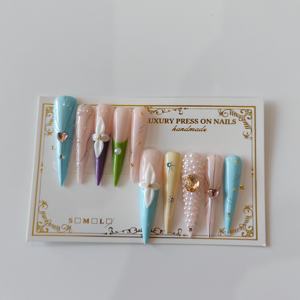 Nuevo diseño <span class=keywords><strong>fucsia</strong></span> 3D Extra largo cuadrado <span class=keywords><strong>uñas</strong></span> postizas Y2K alta calidad Prensa en <span class=keywords><strong>uñas</strong></span> al por mayor - Product Image 4