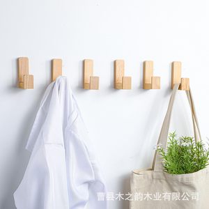 <b>Wooden</b> <b>Coat</b> <b>Hooks</b> Wall Mounted Self Adhesive Rectangle Shape For Entryway Storage Rack - Product Image 2