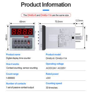 Contador Electrónico Shenxintai DH48J-11A con Memoria <span class=keywords><strong>de</strong></span> Apagado, Contador <span class=keywords><strong>de</strong></span> Presión Industrial AC220V24V - Product Image 6