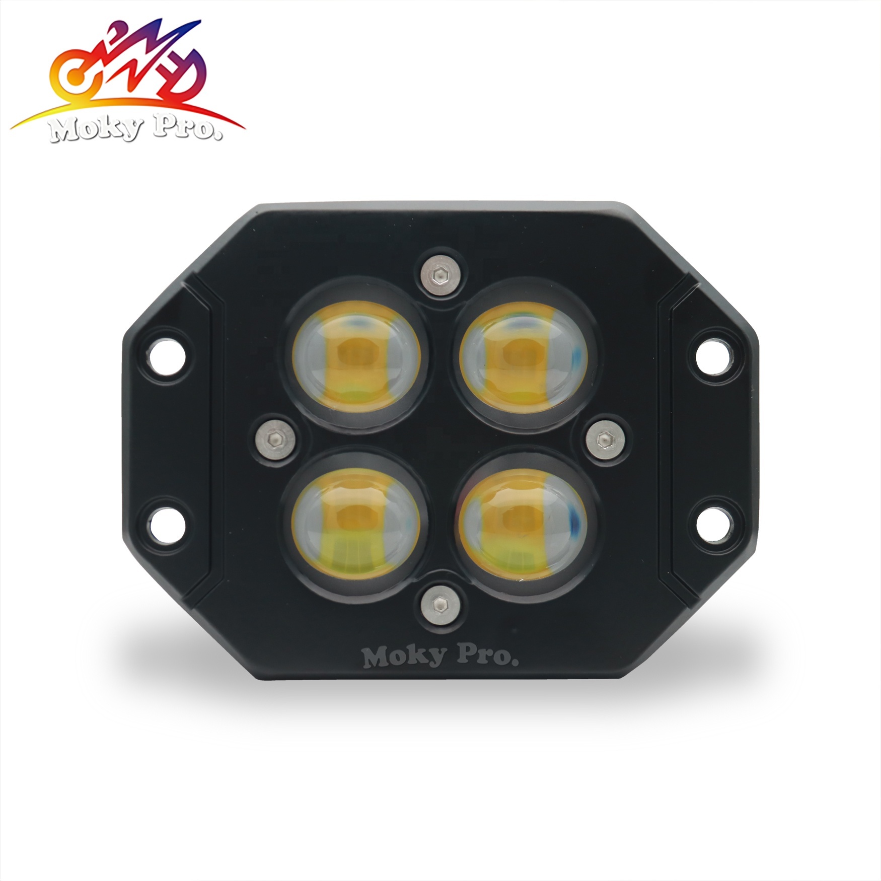 Motorcycle Lighting Systems Driving Led Work Light square Spot Work Auxiliary Light 4Lens for Motorcycle