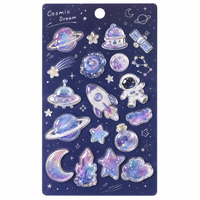 Motif holographique transparent personnalisable en taille et forme, durable, auto-adhésif, rempli de paillettes liquides, imprimé UV/CMYK