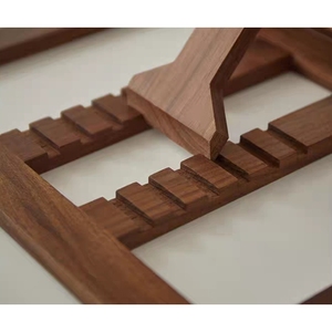 Hộ gia đình có thể điều chỉnh máy tính xách tay đứng bàn Walnut gỗ khắc có thể gập lại khay gỗ văn phòng trang trí & phụ kết-máy tính xách tay Riser - Product Image 4