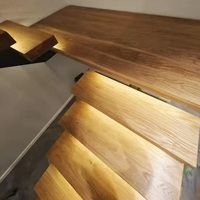 Qijia Yishu Maßgefertigte Moderne Gerade Stahl-Holz Schwebende Treppe Massivholzstufen Innen Modulare Hängetreppe