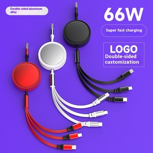 Cáp dữ liệu Type C tùy chỉnh, <span class=keywords><strong>USB</strong></span> 3 trong 1, có thể thu gọn, sạc nhanh cho điện thoại di động - Product Image 5