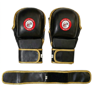 Gants de boxe Eagle View Impex en cuir PU noir à doigts ouverts pour l'entraînement et le sparring en arts martiaux avec fermeture au poignet - Product Image 1