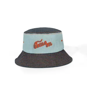 어부 모자 따뜻한 플랫 탑 분지 일반 버킷 캡 자수 로고 크로 셰 뜨개질 패턴 스티칭 버킷 모자