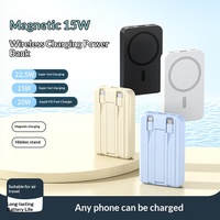 Batterie externe magnétique portable 10 000 mAh avec charge sans fil 22,5 W et 15 W, câble extensible et charge rapide pour téléphone