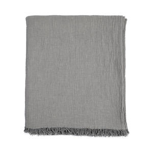 Muselina look-manta de tiro gris oscuro 220x250 cm - 87x98 pulgadas de fábrica arruga de lujo 100% algodón textil para el hogar - Product Image 1