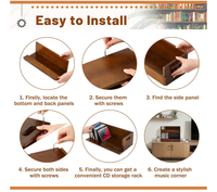 Boîte de rangement en bois pour DVD et CD, support de présentation pour cassettes, étagère organisatrice avec poignée de transport
