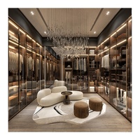 Système de dressing moderne de luxe pour chambre principale, avec armoire, organisateur de vêtements, tiroirs pliables et dressing intégré, pour villa