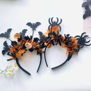 Conjunto de diadema de Halloween, decoraciones de plumas divertidas con horquillas de araña de murciélago de calabaza, tocado para fiestas, accesorio de gran oferta - Product Image 2