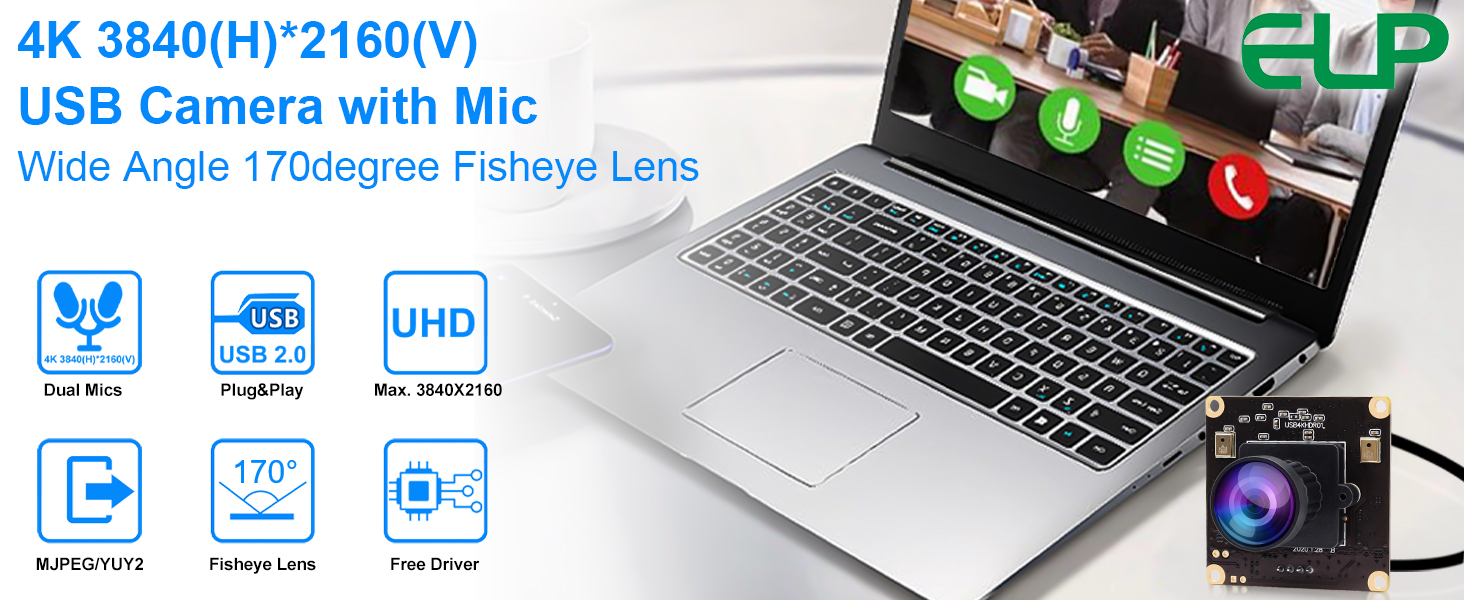 SVPRO 4K USB Wide Angle UVC Computer Camera With 170 Degree Fisheye Lens, Industrial IMX317 Sensor For Linux Windows Android Mac OS, Plug&Play Video - View #9