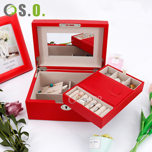 Durable PU Leather Multi Layer Jewelry Organizer With Mirror Custom Color Options Factory Direct For Jewelry Shop Display - Product Image 3