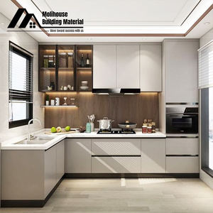 خزائن مطبخ PVC عالية الجودة رمادية مخصصة ، خزانة خشبية حديثة على الطراز البسيط في الولايات المتحدة ، خزانة مطبخ MDF - Product Image 6