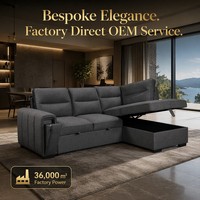 Sofá Cama Plegable en Forma de L de Diseño Europeo OEM, Tres Plazas, con Almacenamiento, Cómodo y Ecológico, para Villa