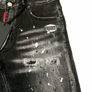 <span class=keywords><strong>Pantaloni</strong></span> Jeans da Uomo Personalizzabili Effetto Rovinato a Gamba Dritta Denim Lavaggio Aderente Streetwear Casual alla Moda con Schizzi di Vernice - Product Image 4