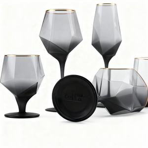 Conjunto de Taças de Vinho Verde Sunyo em Forma de Diamante para Vinho Tinto e Branco Extração de Palavras-Chave - Product Image 3