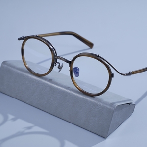 Vintage Round Metal Acetate Combo Eyeglass <b>Frame</b> Men Women Retro Carved Bridge Optical Glasses Custom Prescription Eyewear - Product Image 6