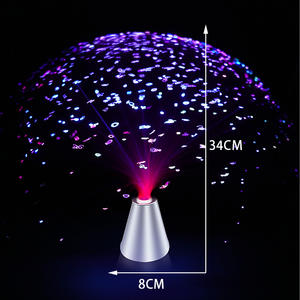 Lámpara de fibra óptica LED de 13 pulgadas, Base de purpurina, iluminación de mesa de cristal relajante nocturna cambiante Multicolor - Product Image 3