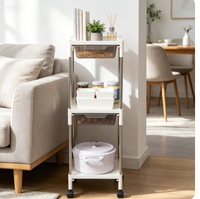 Étagère de rangement multi-usages à trois niveaux en acier inoxydable, chariot utilitaire, organisateur pour épices, outils, pots de fleurs, aliments, durable