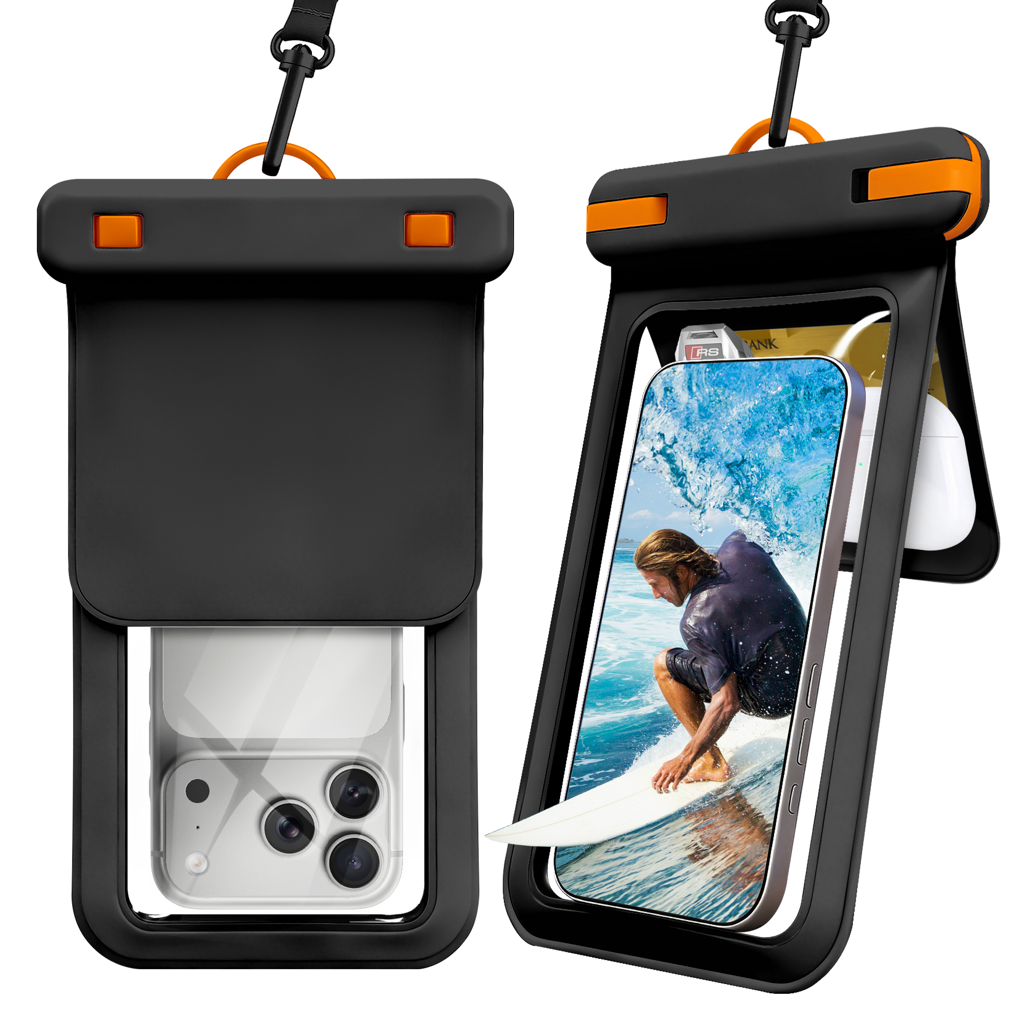 Custom PVC Double Pouch 7.2inch Waterproof Phone Bag Universal Mobile Phone Dry Case for Swimming Diving Beach