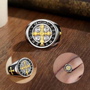 Anneaux ajustables Merryshine en laiton et cuivre, cadeaux, foi ouverte, protection catholique, chrétienne, Jésus, Saint Benoît, pour femmes - Product Image 5