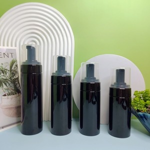 Bán buôn 4oz 5oz 200ml 250ml Matte Đen Pet nhựa sữa rửa mặt Mousse bọt bơm chai với nắp màu đen Mỹ phẩm container - Product Image 1