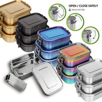 Boîte à lunch réutilisable en acier inoxydable 800 ml, boîte bento anti-fuite avec séparateur flexible pour enfants et adultes, portable