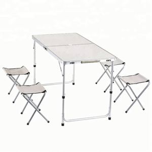 Ensembles de camping portables d'extérieur, structure pliable 4 places, table et chaises de pique-nique modernes en aluminium pliables - Product Image 1
