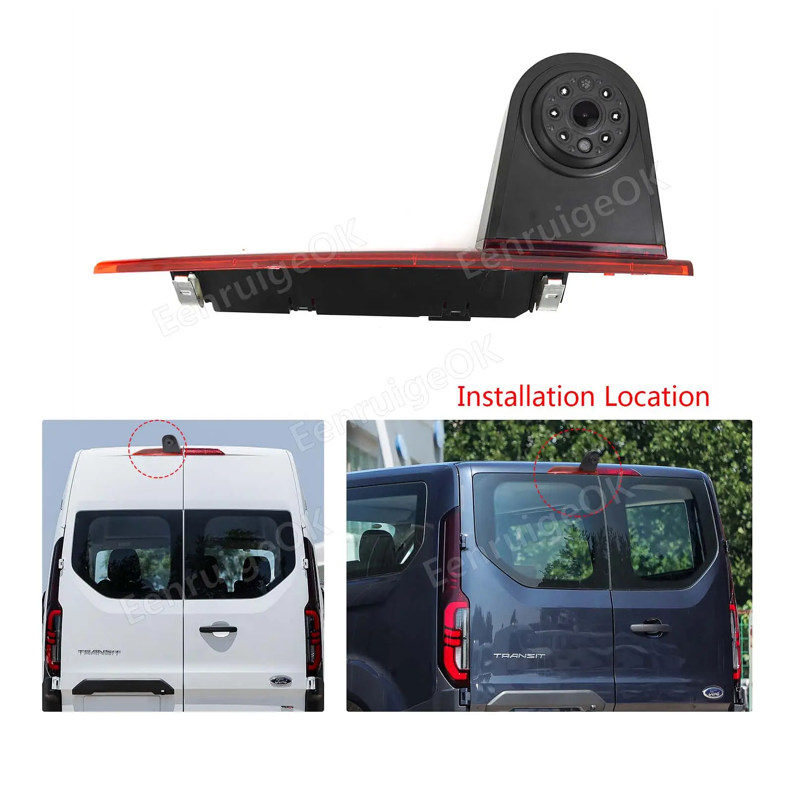 HD Night Vision Van Reversing Rear View Reverse Backup Parking Camera 3rd LED Brake Light Camera for Ford Transit Custom