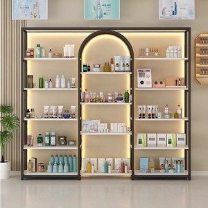 Contemporary Metal Salon Cosmetic Display Rack With <b>Cabinet</b> 200Cm Height Multiple Storage Space Commercial Furniture - Product Image 2
