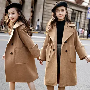 Новое Модное детское зимнее пальто в наличии для девочек зимние пальто для маленьких девочек Теплые Длинные детские шерстяные пальто для девочек