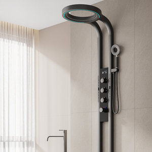 Nouvel ensemble de <span class=keywords><strong>douche</strong></span> transfrontalier amélioré avec barre coulissante murale, affichage numérique de luxe, grande cascade et fonction de surpression pour la maison - Product Image 5