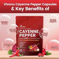 Complément en gélules VivoNu au poivre de Cayenne : Soutient la santé cardiaque, des veines des jambes et des vaisseaux sanguins, améliore la densité osseuse, Vitamine E, D3+K2